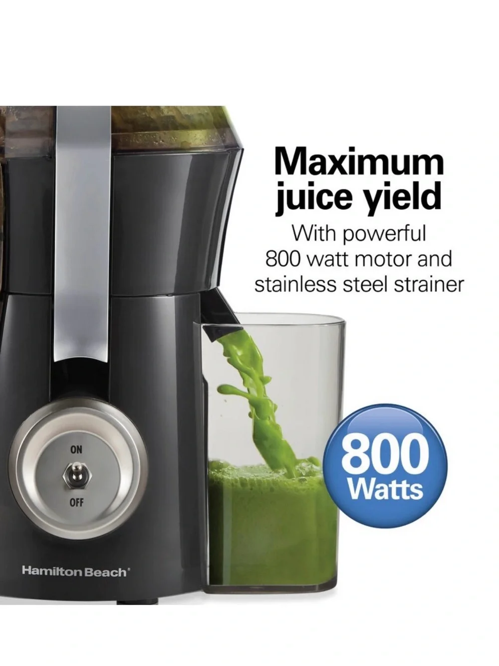 Hamilton Beach big mouth pro 800 watt juice extractor 67650: 20 oz capacity